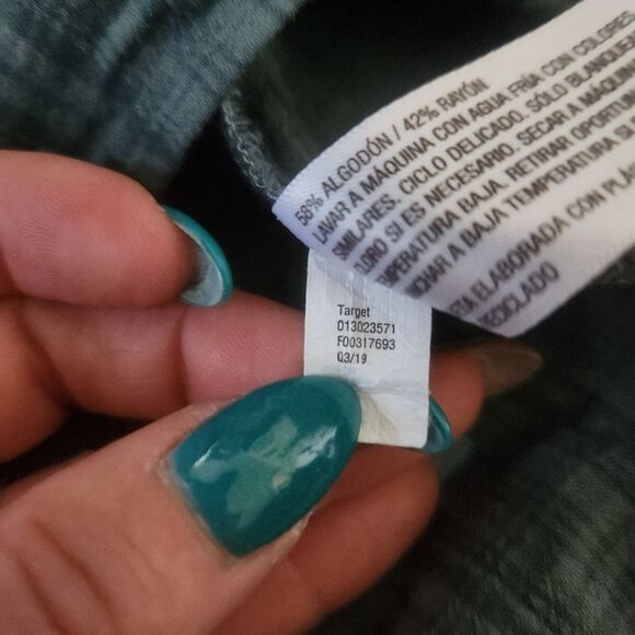 Universal Thread Long Sleeve Apron‎ Blouse  Green Plaid Women's Size Small - Picture 6 of 10